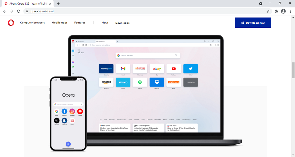 Web Browser Opera for Desktop and Mobile